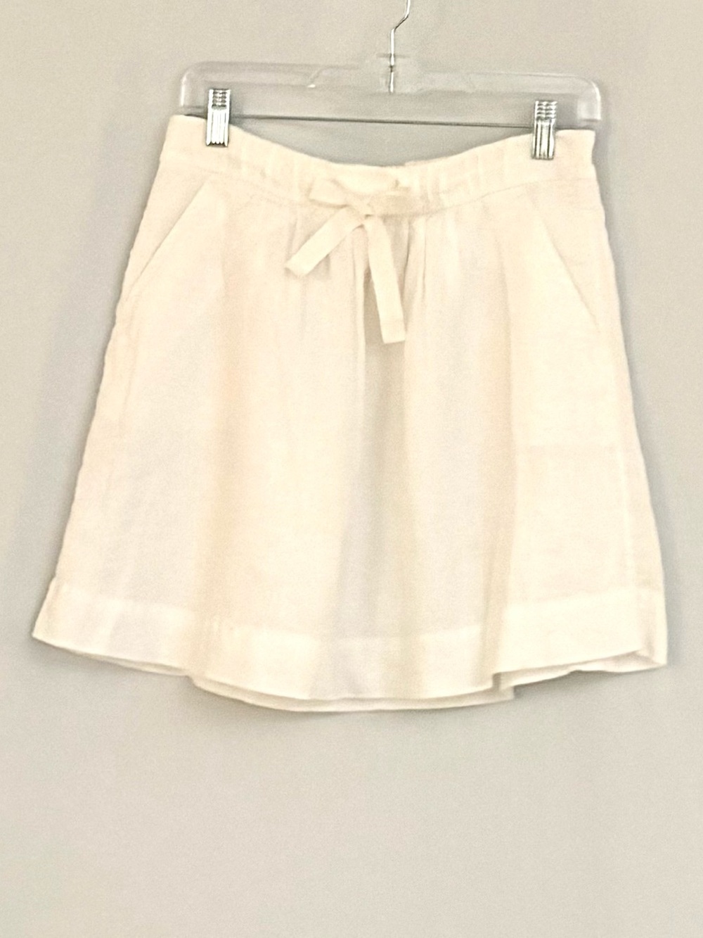 J.Crew Linen White Drawstring A-Line Skirt